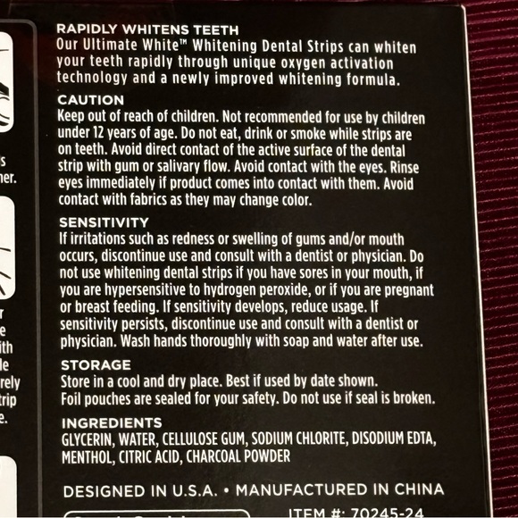 2 x Ultimate White Whitening Dental Strip Infused with Charcoal 6 Strips NWT - Picture 8 of 10